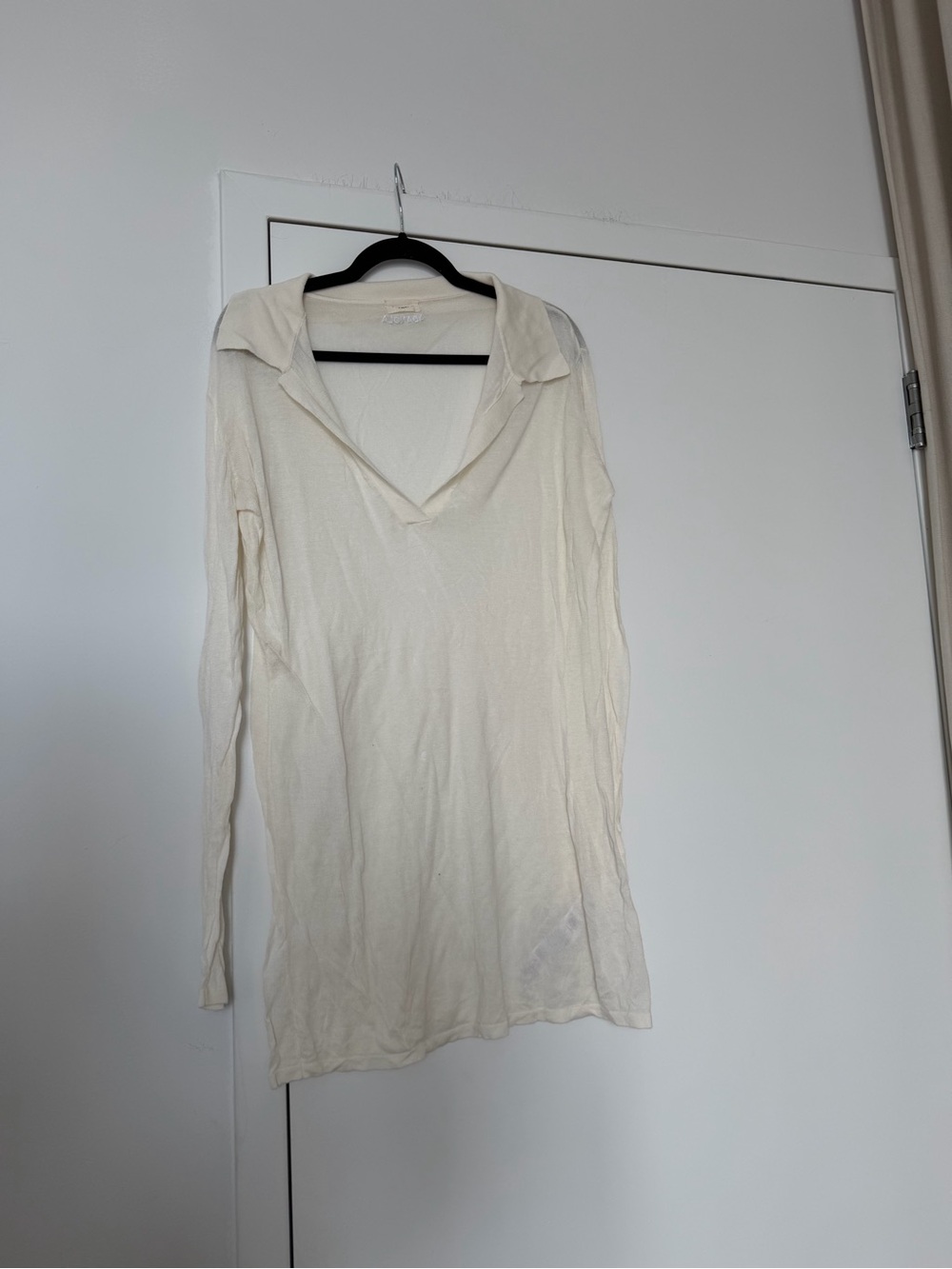 Adanola Cream Long-Sleeve V-Neck Polo Dress